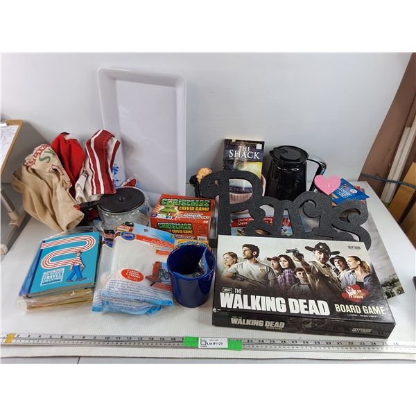 The Walking Dead Board Game, Serving Tray, Christmas Trivia Game, Kettle, Coffee Pot, CDs, Misc