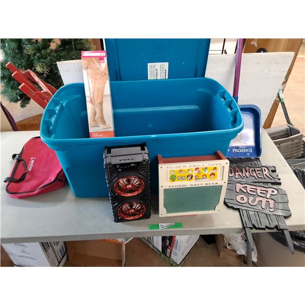 Fisher Price Toy, Portable Speaker, Anchor Bag, Kids Shovel, Plastic Tote 31" x 15" x 18", PU Only