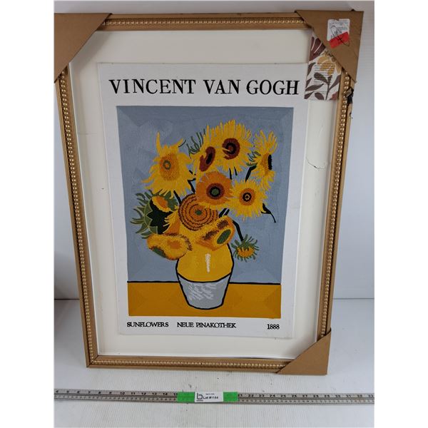 Framed Vincent Van Gogh Embroidery Art 33" x 24", Pickup Only