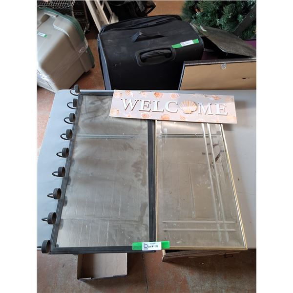 (2) Framed Wall Mirrors & Welcome Wall Sign