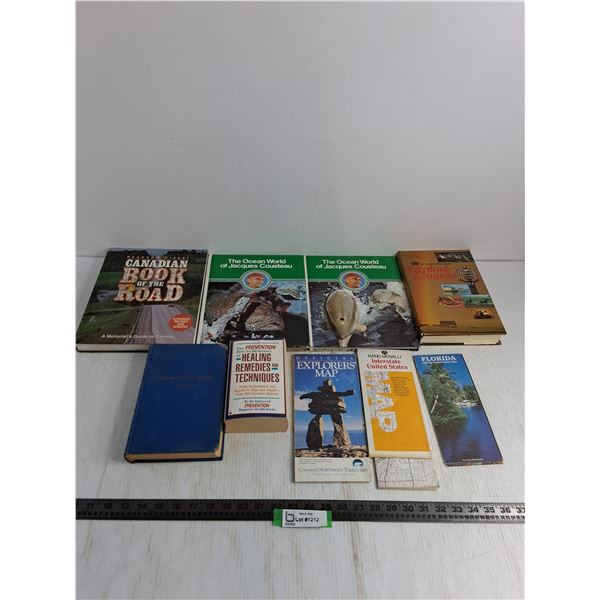 (9) Books & Road Maps - Ukrainian Grammar, Jacques Cousteau, Explore Canada