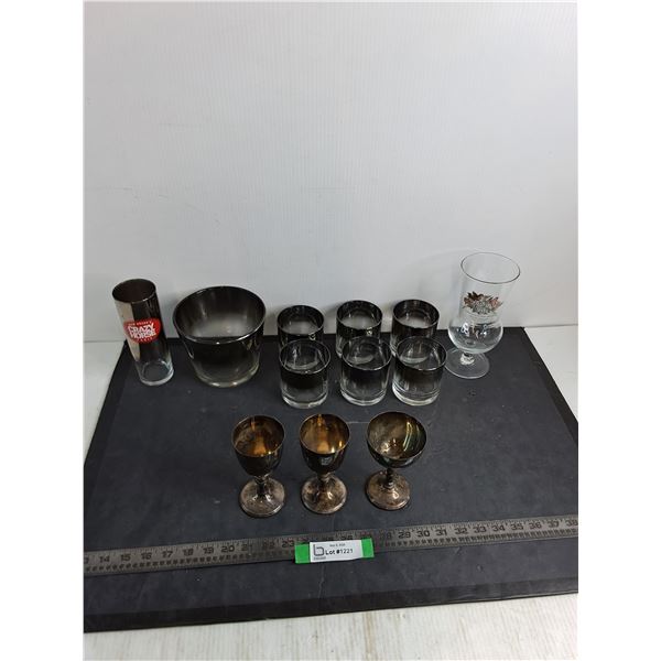 Tumbler Set w/Ice Bucket, Beer & Wine Glasses - Some Look Vintage