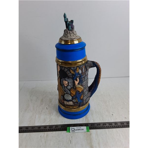 Ceramic Ornamental 17" Beer Stein featuring Wizard & Dragon