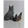 Image 2 : (2) Ceramic 12" & 8" Wolf Ornaments