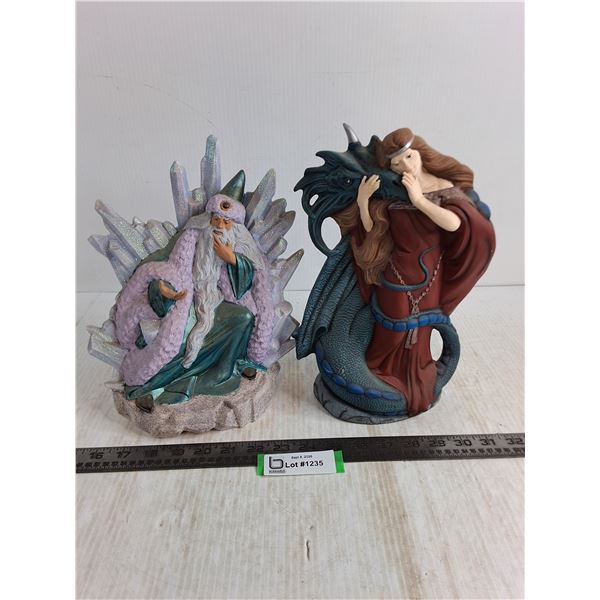 (2) Ceramic 10" & 12" Fantasy Ornaments