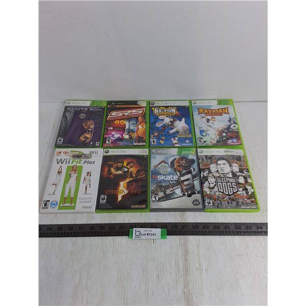 (8) XBOX360/Wii Video Games - Sleeping Dogs, Raving Rabbids, Saints Row
