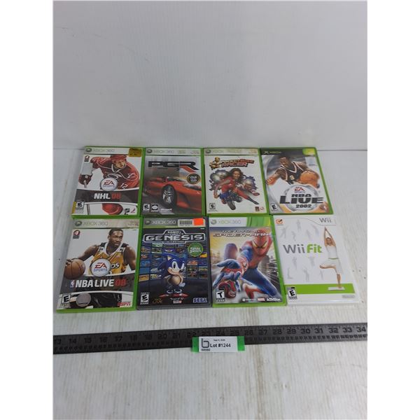 (8) XBOX/XBOX360/Wii Video Games - NBA 08, Spider-Man, Pocket Bike Racer