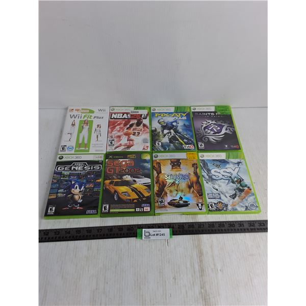 (8) XBOX/XBOX360/Wii Video Games - MX vs ATV, SSX, Wii Fit Plus