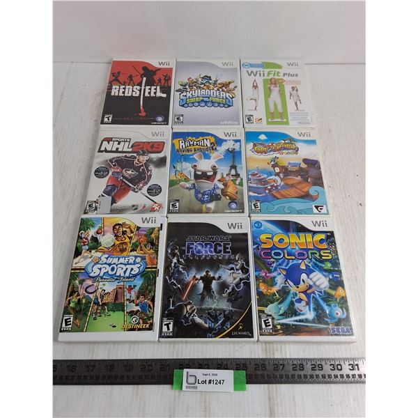 (9) Wii Video Games - Star Wars Force Unleashed, Sonic Colors, Off Shore Tycoon
