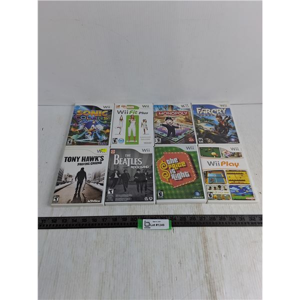 (8) Wii Video Games - Beatles Rockband, Monopoly, The Price Is Right