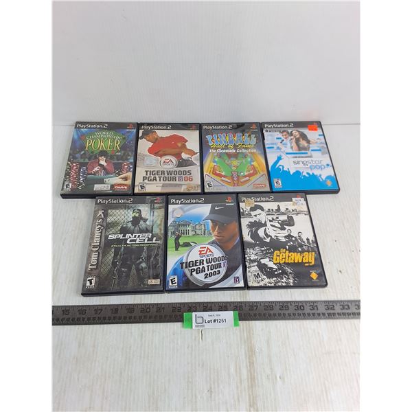 (7) PS2 Video Games - Splinter Cell, World Championship Poker, Pinball