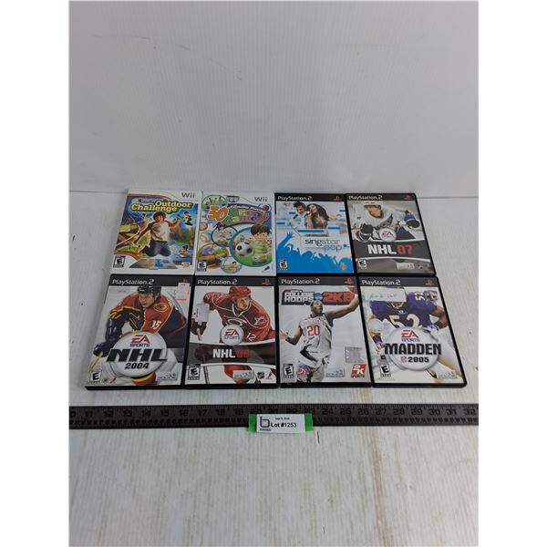 (8) Wii/PS2 Video Games - Outdoor Challenge, Madden 2005, 30 Great Games