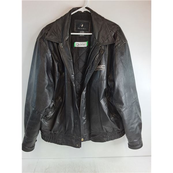 * Trimark Leather GMC Promotional Bomber Jacket - Size Large - Zipper Needs Repair