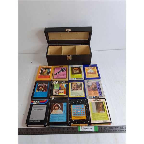 Case With (12) 8-Track Stereo Cartridges- Everly Brothers,Jim & Don Haggart, Tammy Wynette