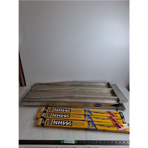 Aluminum Folding Trailer Ramp 36"x30", (3) NHW Heavy Duty Wiper Blades 26"- Pickup Only