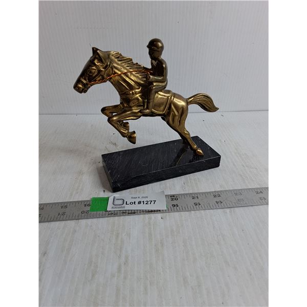 Brass Horse Jumping Figurine 7"