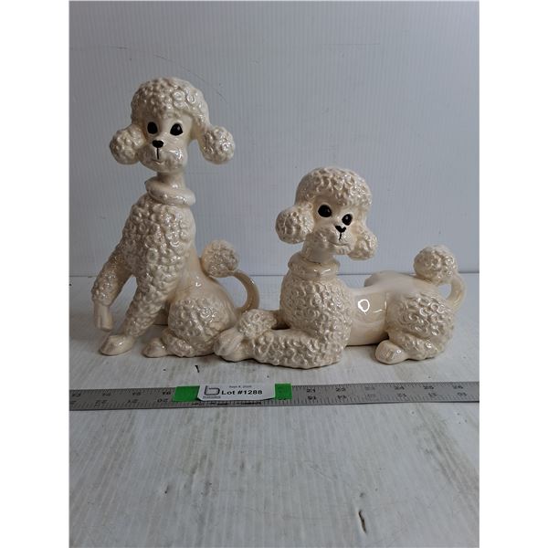 (2) Ceramic Poodles Up To 10" Height