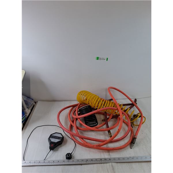 300 PSI Pink Hose, 200 PSI Red Hose, (2) Smaller Hoses, Misc