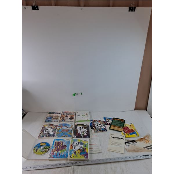 (8) Nintendo Wii Games, Just Dance, Fishing Master, Tennis, Game Manuals, Buzz & Poppy Show