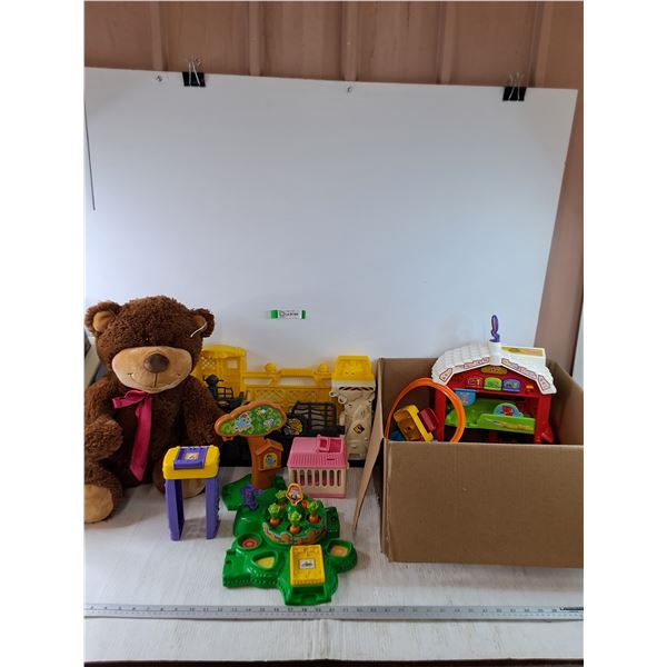 Teddy Bear, Assorted Plastic Children's Toys and Playset Pieces As-Is
