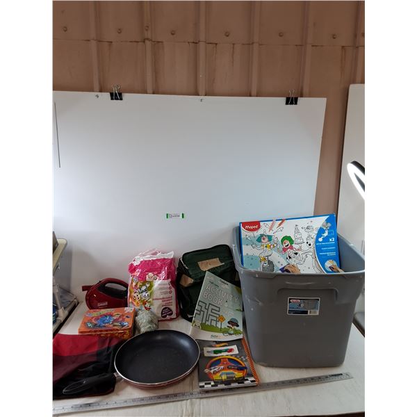 Metal Pan, Assorted Kids Activity Books As-Is, Lunch Box Lunch Box, Coleman QuickPump Powers On