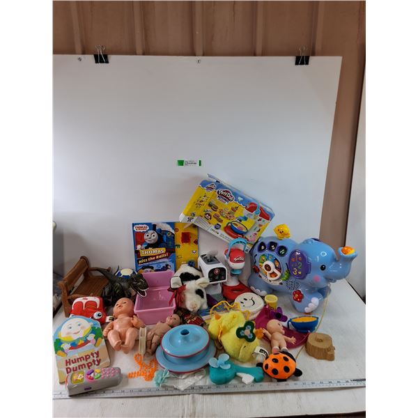 Assorted Kids Toys, Dolls, Books, Dinosaurs Pig, Elephant, Thomas & Friends, Humpty Dumpty, Misc