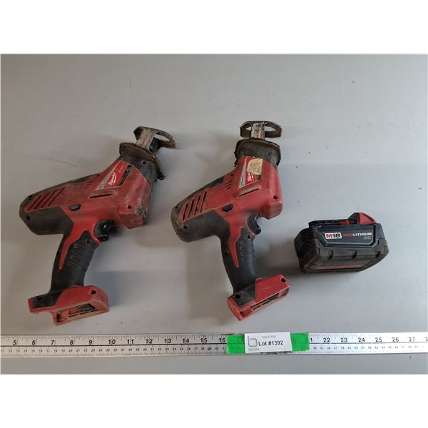 (2) Milwaukee Reciprocating Saws-One Powers on, Battery Doesn't Take Charge
