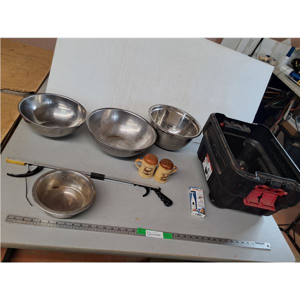 Thermometer, Stainless Steel Bowls, Grabber Tool, Misc. Can't Ship