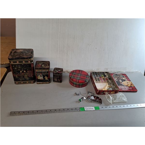 Decorative Tins & Sewing Machine Parts