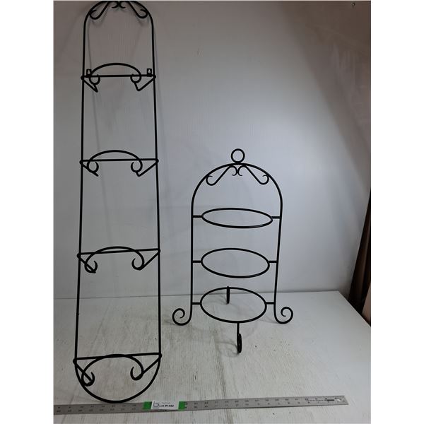 Wrought Iron Wall Mount Plate Displayer 47",3-Tier Wrought Iron Tabletop Plate Display Stand,PU Only