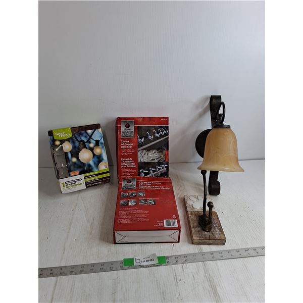 (2) (75) Pack All Purpose Light Clips, (20) Count Globe Lights, Decorative Wall Mount Hook, Misc