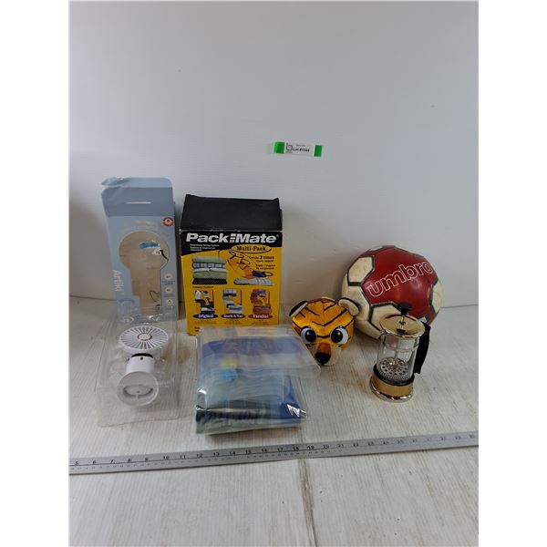 Coffee Press, Pack Mate compression Bags, Artikl Air Fan Untested, Tiger Toy, Soccer Ball