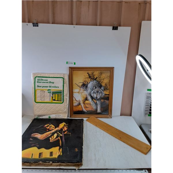 14 Dress Garment Bag, Wolf Painting Print Semmens and Bob Marley Painting Osiris