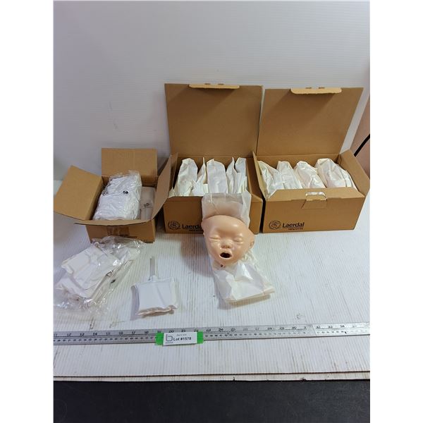 (2) 6-Pack Baby Face Masks CPR & Box of Lung Simulator for CPR