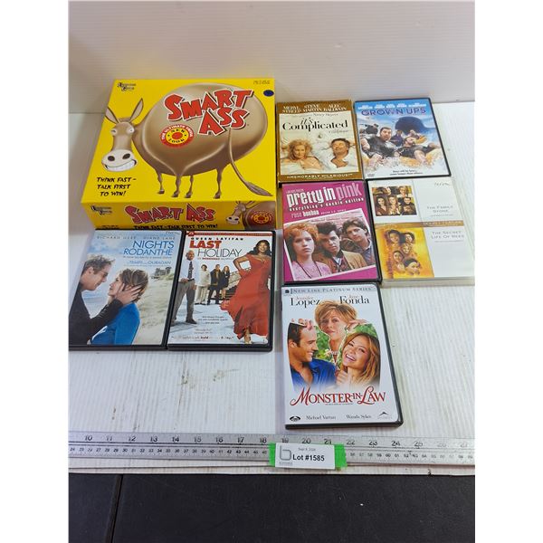 (7) Movie DVD Discs & Smart Ass Boardgame