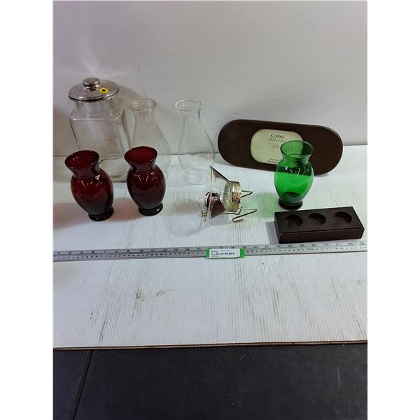 Picture Frame, Candleholder, Glass Vases, Jar