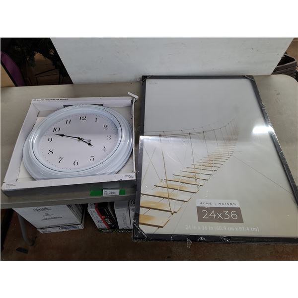 Wall Clock & Large Picture Frame - PICKUP ONLY