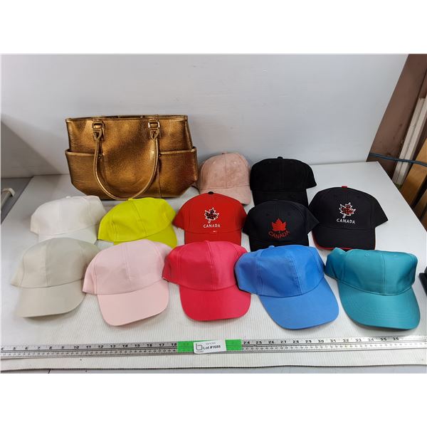Faux Leather Purse & Ball Caps