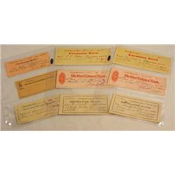 LOT OF 9 LATE 1800'S-EARLY 1900'S BANK CHECKS - In