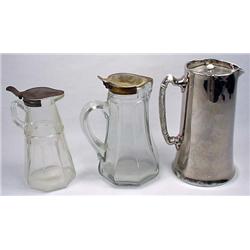 LOT OF 3 VINTAGE SYRUP PITCHERS