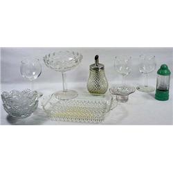 LOT OF VINTAGE GLASSWARE - INCL. NUT DISHES, STEMW