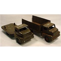 LOT OF 2 VINTAGE STRUCTO ARMY VEHICLES