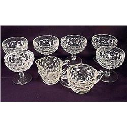 LOT OF FOSTORIA GLASSWARE - 6 Sherbets, Creamer an
