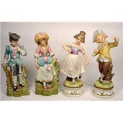 LOT OF 4 VINTAGE FIGURINES - 2 Marked on Bottom 66