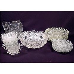 LARGE LOT OF FOSTORIA GLASSWARE - Plates, Pitcher,