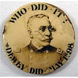 C. 1900 ADMIRIAL DEWEY CELLULOID PINBACK BUTTON - 