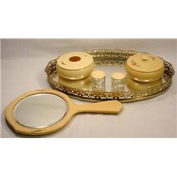 LOT OF VINTAGE CELLULOID DRESSER ITEMS - INCL. MIR