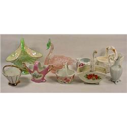 LARGE LOT OF VINTAGE BASKETS - Incl. Porcelain, Gl