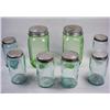 Image 1 : LOT OF 8 VINTAGE BLUE AND GREEN GLASS JARS