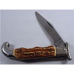 VINTAGE LOCKBACK HUNTING KNIFE W/ STAG HANDLE